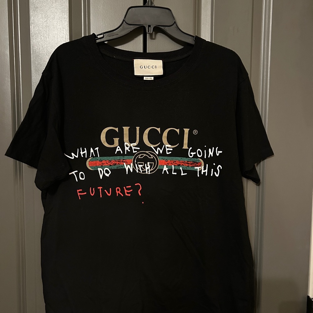 Rare Gucci Black Men’s T-Shirt “what are we going to do with all this future?”